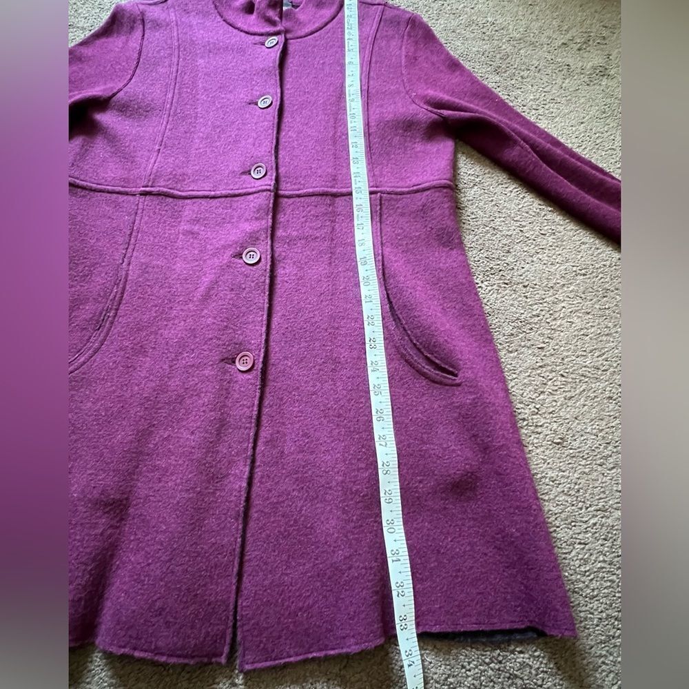 Eileen Fisher Merino Wool Purple/Plum Coat - Picture 4 of 9